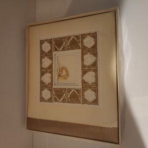 NEW NIB Wedding Album Gold Cream Two Gold Hanging Hearts - Perfect Gift 12x12